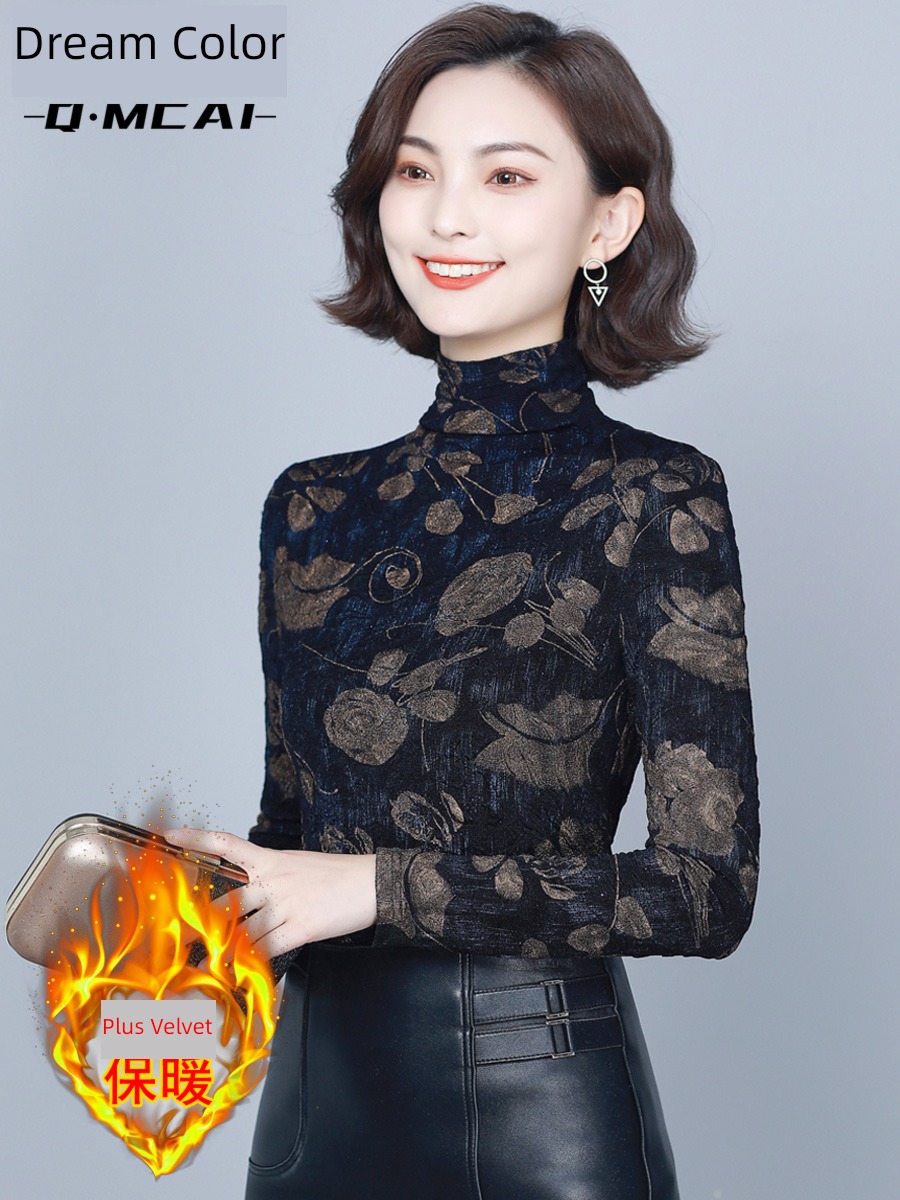 Autumn and winter thickening ma'am fashion Long sleeve T-shirt Undershirt