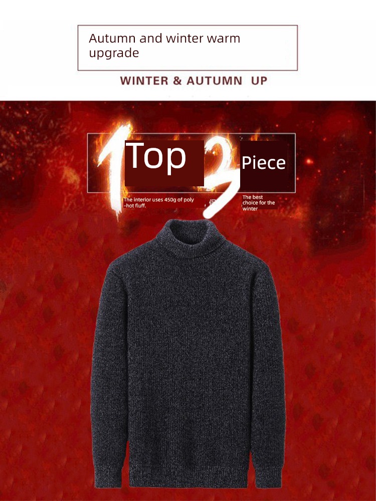 tide black Self-cultivation Extra thick Mink keep warm High collar sweater