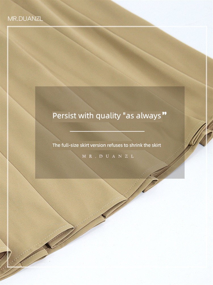 MRDUANZL Medium and long term Black suit Fabric Pleated skirt