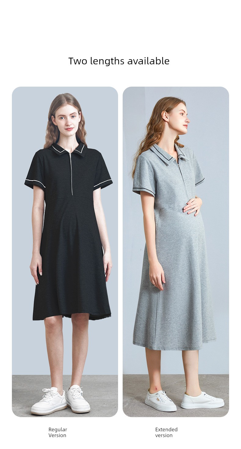 American Fisher Pregnant Women Dress Summer Plus Size Loose Polo Collar Tops Small Short Sleeve New Arrival Maternity — 13