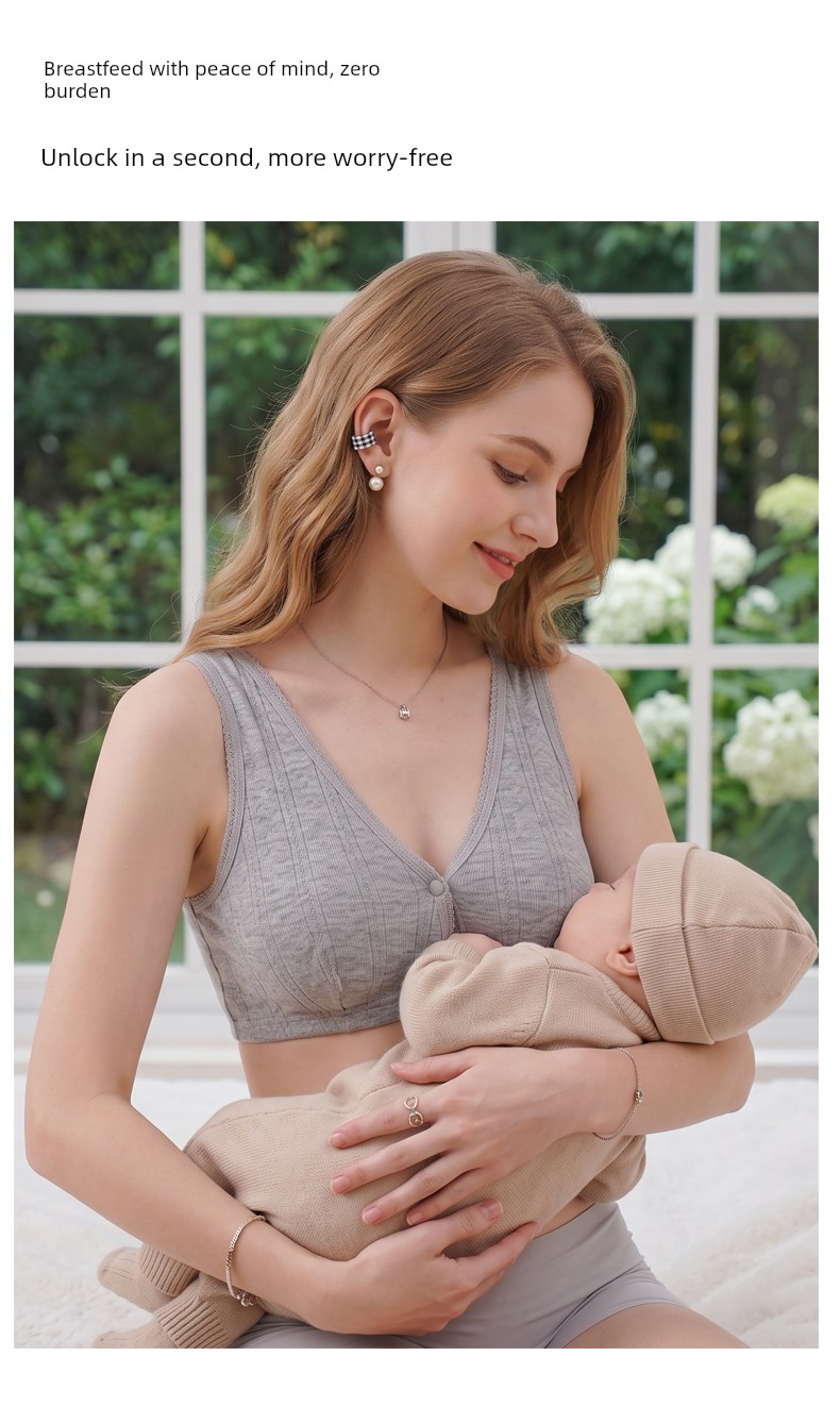 Pure Cotton Nursing Bra, Summer Thin Style, Specially Designed for Postpartum Breastfeeding, Can Be Worn during Pregnancy and Sleep, Vest-Style Bra — 8