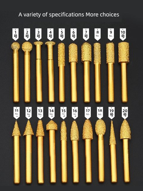 Diamond brazing grinding head cast iron electric grinding head stone stone carving coarse sand grinding head cylindrical spherical grinding rod 6mm