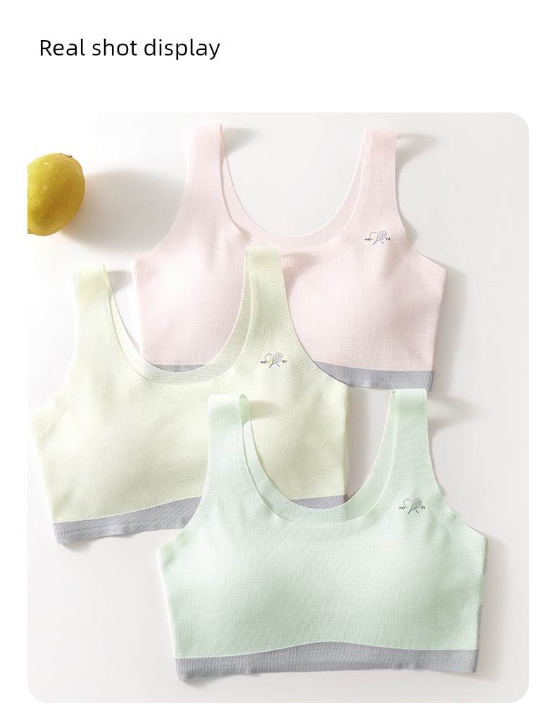 Nanjiren Fixed-Cup Girls' Underwear for Development Period, Student Bras for 8-16 Years Old Adolescent Girls, Breathable Small Vest — 22