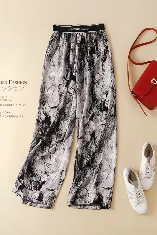 Age reduction leisure time Natural waist Women good quality Wide leg pants