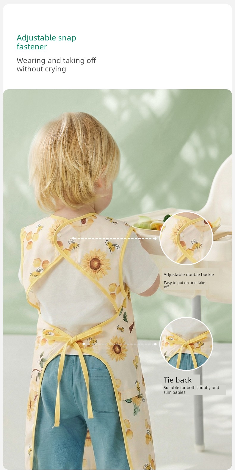 European-Style All-In-One Dining Chair Cover, Baby Feeding Bib, Infant Food Bib, Waterproof and Stain-Resistant Children's Apron — 20