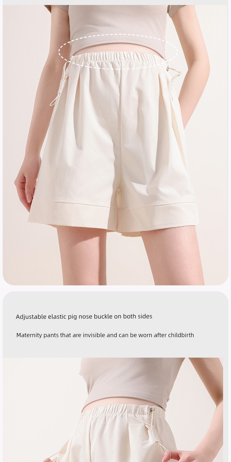 Maternity Leggings for Summer, Casual Yamamoto-Style Pants, Summer Style Without Belly Support, Five-Point Wide-Leg Pants, Maternity Summer Shorts — 13