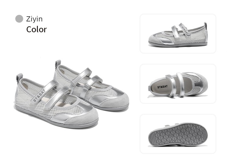 Saturday Kids' Shoes Children's Mary Jane Girls' Breathable Mesh Sandals Summer Velcro Ballet Style Casual Shoes — 16