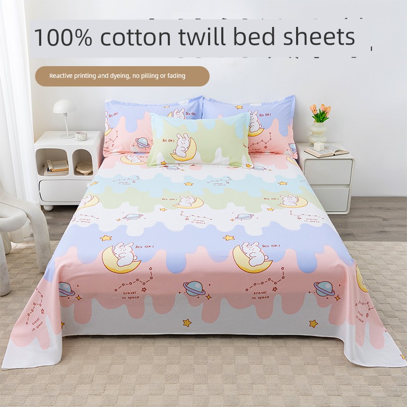 100% Pure Cotton Bed Sheet One-Piece All Cotton Minimalist Double Coverlet Dormitory Single Student Dormitory Three-Piece Set For Home
