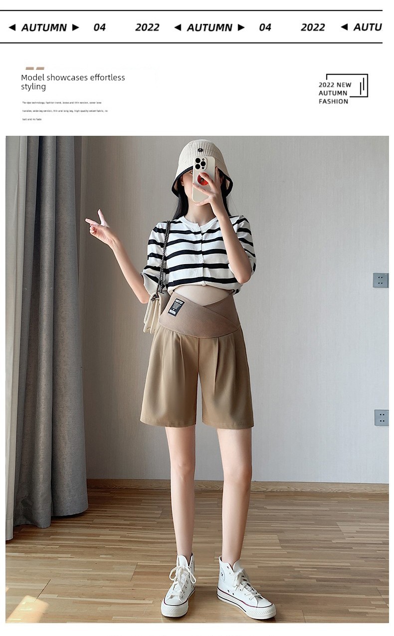 Summer Large Size Low Waist Suit Half Length Pregnant Women's Pants — 13