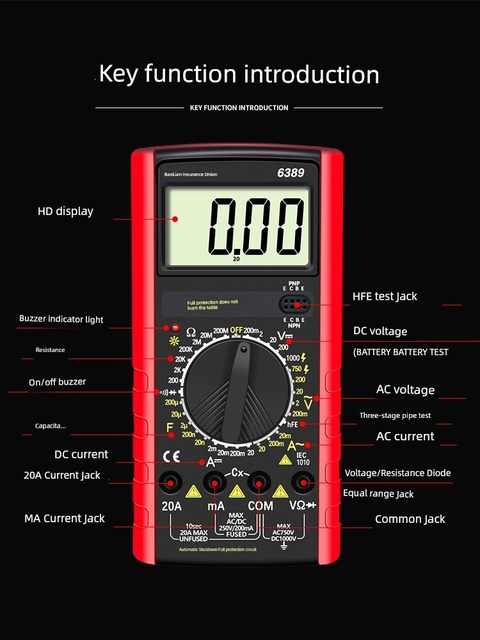 Multimeter digital high-precision electronic anti-burn small and convenient protection multifunctional digital display electrician maintenance test