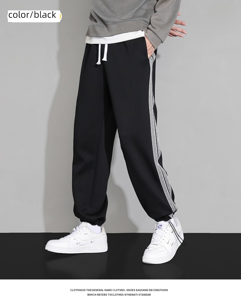 Pure cotton knitting Broad leg Drawstring leisure time man trousers