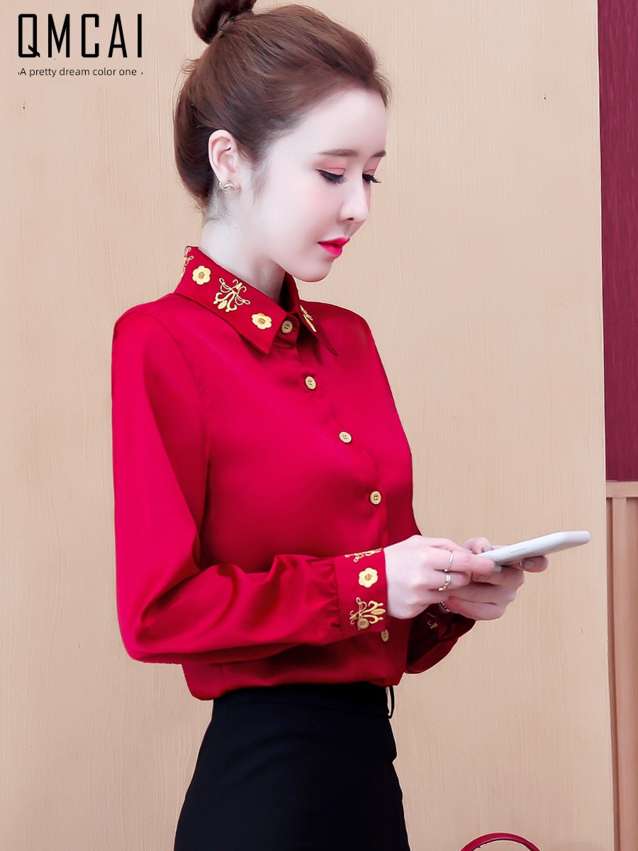 Hangzhou shirt ma'am Long sleeve Advanced sense jacket silk