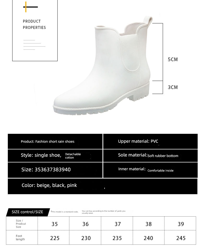 Fashion Wear out female sex Plush Short tube Rain shoes