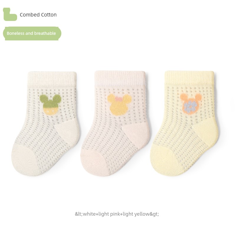 Baby Socks Spring and Summer Thin Cotton Socks Newborn Baby Mid-Calf Socks That Don'T Tighten the Legs Class a 0-3-6 Months Mesh Socks — 7