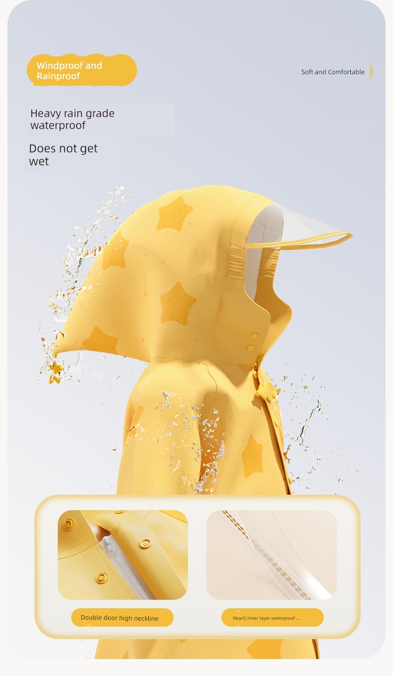 Star Little Shark Children's Raincoat and Rain Shoe Set for Boys and Girls, Waterproof Cartoon Rain Boots, Non-Slip Water Shoes — 8
