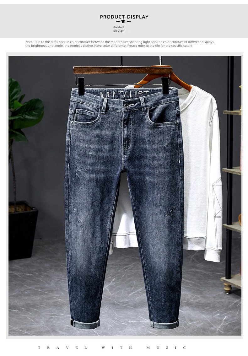 trend high-end Self-cultivation elastic force winter Long pants Embroidery