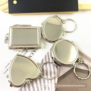 Glossy Metal Photo Frame Keychain, Photo Holder with Mirror, Small Pendant, DIY Avatar Small Gift Supplies