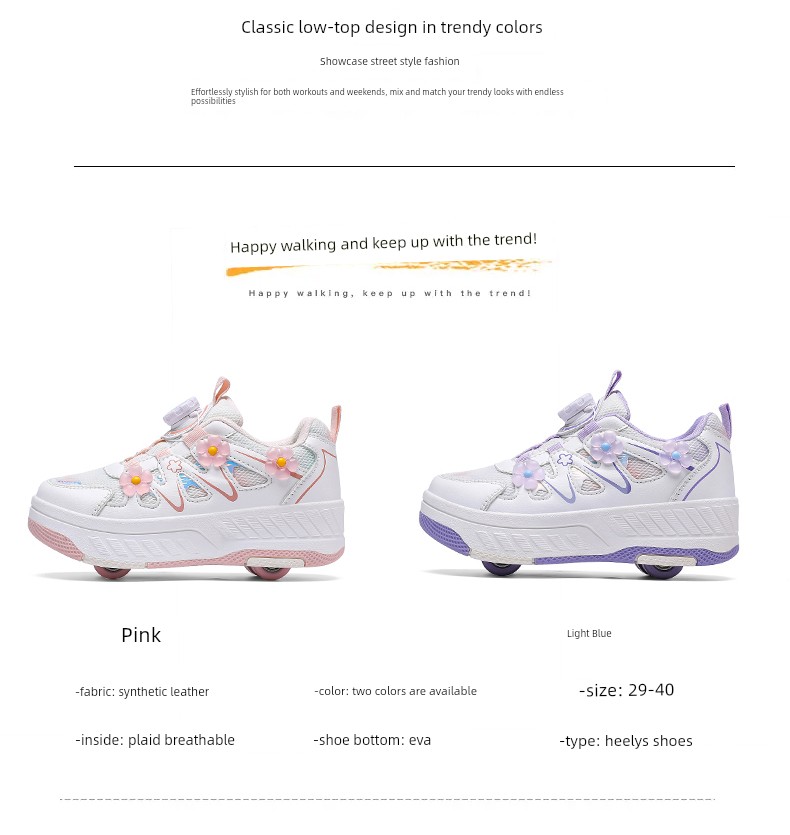 Girls' Four-Wheel Invisible Roller Shoes with Detachable Wheels for Children, Suitable for Primary School Students, Skate and Roller Skating Shoes — 5