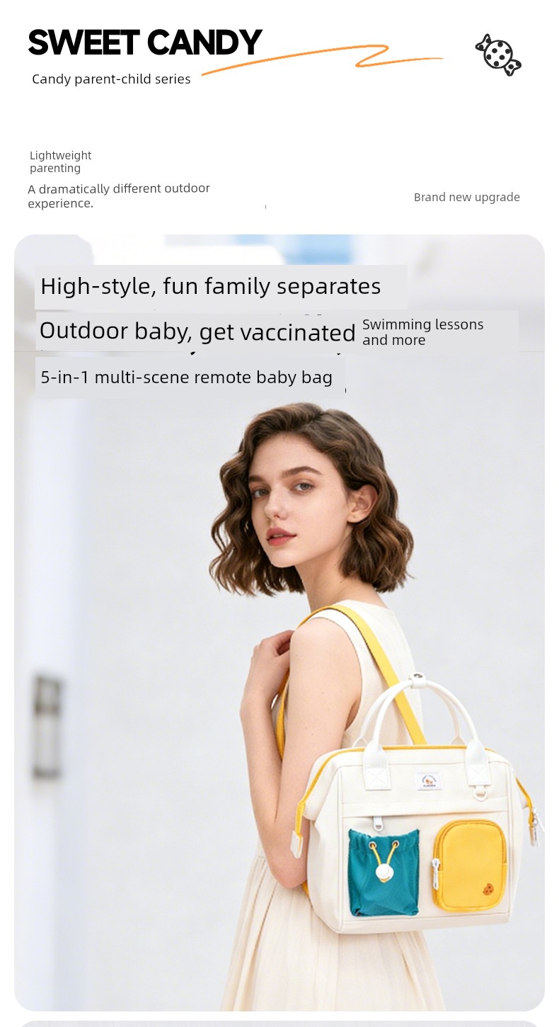 Alamom Mommy Bag Single/Double Shoulder Handbag Large Capacity Lightweight Mother and Baby Outing Stroller Small Hanging Bag — 3