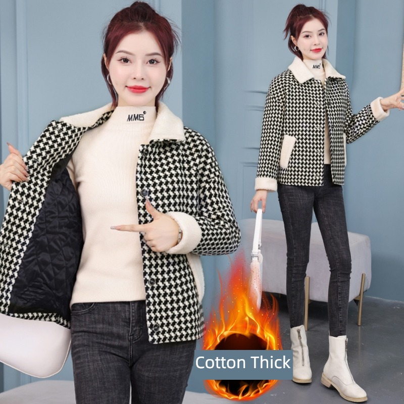 Little fragrance thickening keep warm Cotton clip have cash less than that is registered in the accounts Wool loose coat