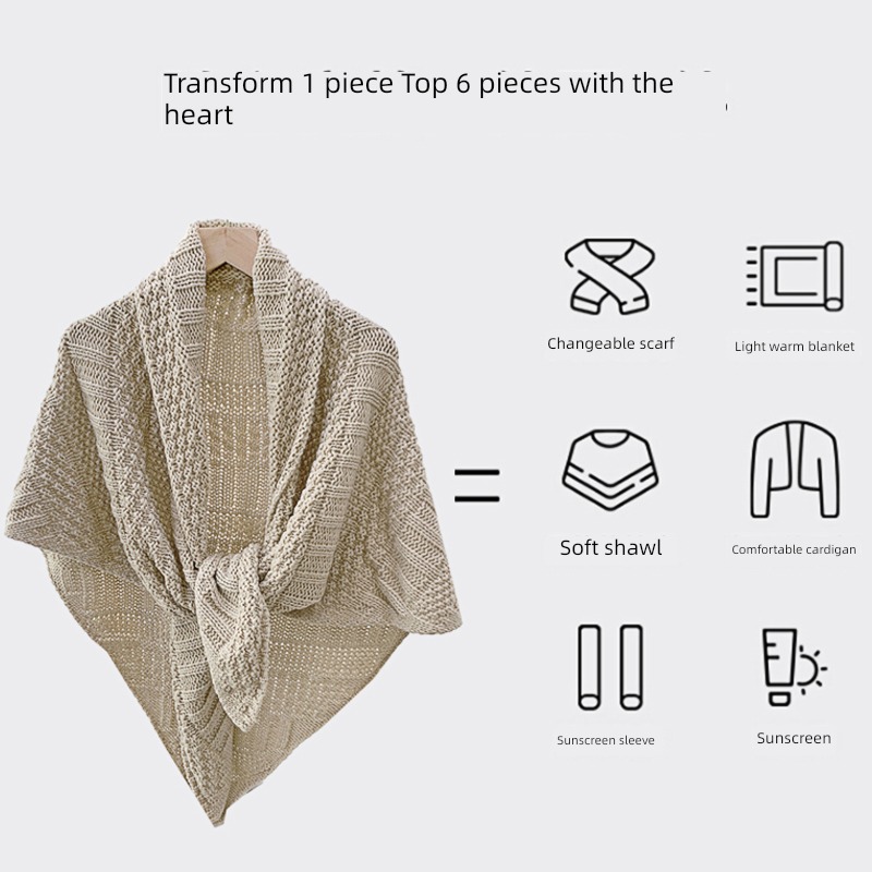Internet celebrity female Changeable Triangle towel thickening Knitting wool