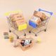 Mini express carton, simulated supermarket food play, children's house play toys and doll house accessories shooting model