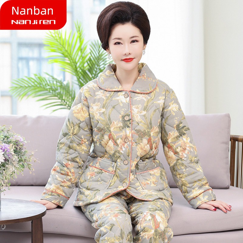three layers middle age mom Plus Size mother-in-law Cotton padded jacket