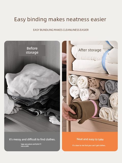 Clothes storage bundles pulling curls sweater base shirt quilts short sleeves folding clothes artifact universal elastic band