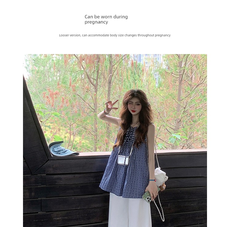 Maternity Set Summer 2026 New Style Outerwear Vest Top and Pants for Pregnant Moms, French High-End Style, Fashionable Pregnancy Outfits — 3