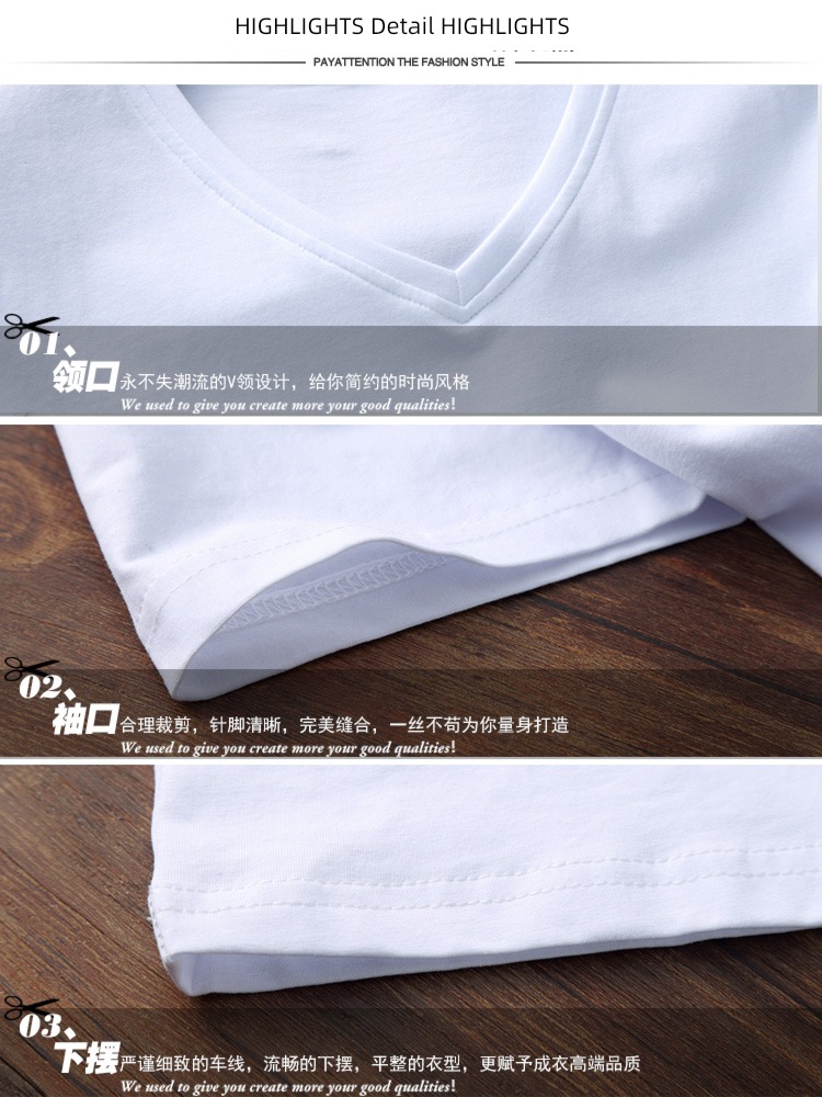 tide Tiger head V-collar youth personality printing Short sleeve T-shirt