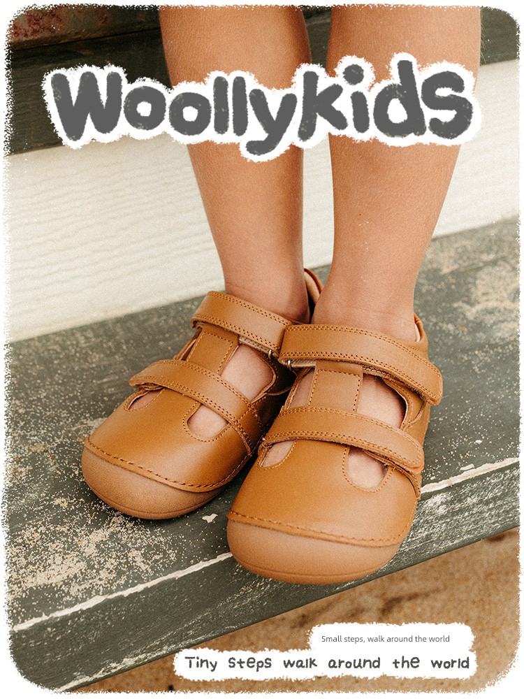 Woollykids Australian Genuine Leather Sandals for Boys and Girls, Summer Style, Zero Heel Difference, Velcro Children's Shoes — 2
