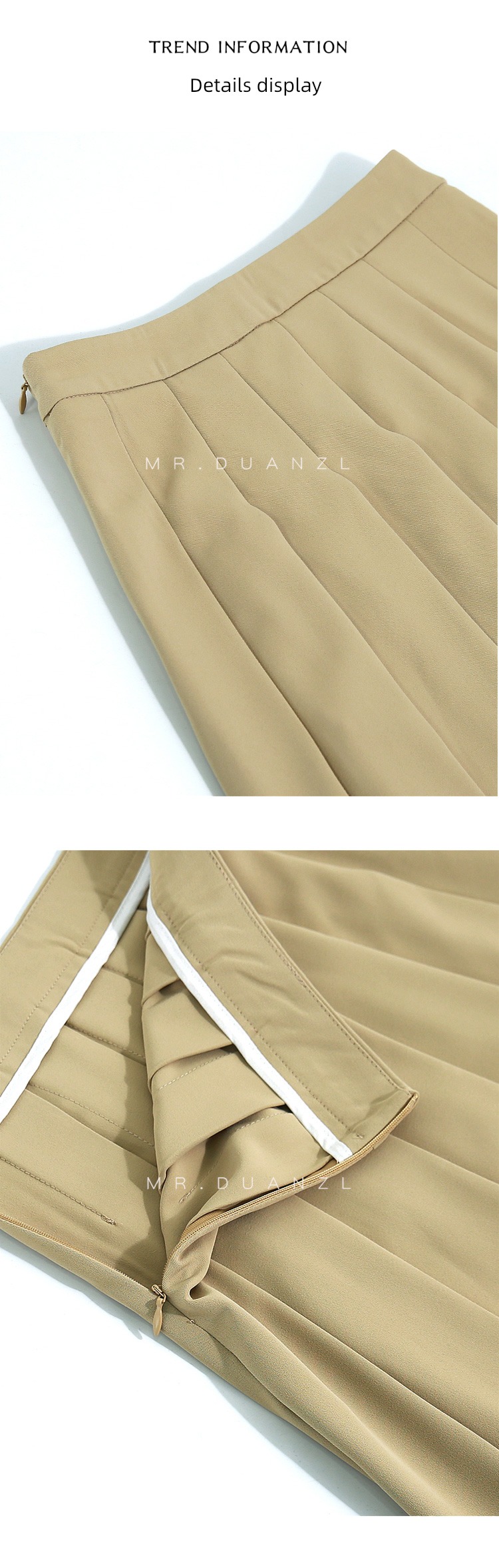 MRDUANZL Medium and long term Black suit Fabric Pleated skirt