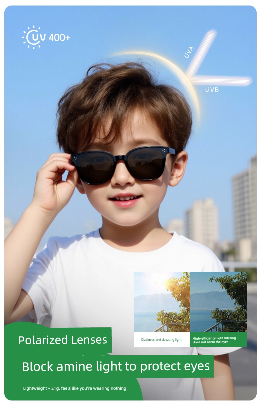 Foldable Children's Sunglasses Polarized Girls' Sunglasses UV Protection Soft Silicone Baby Glasses Boys Sunglasses — 4