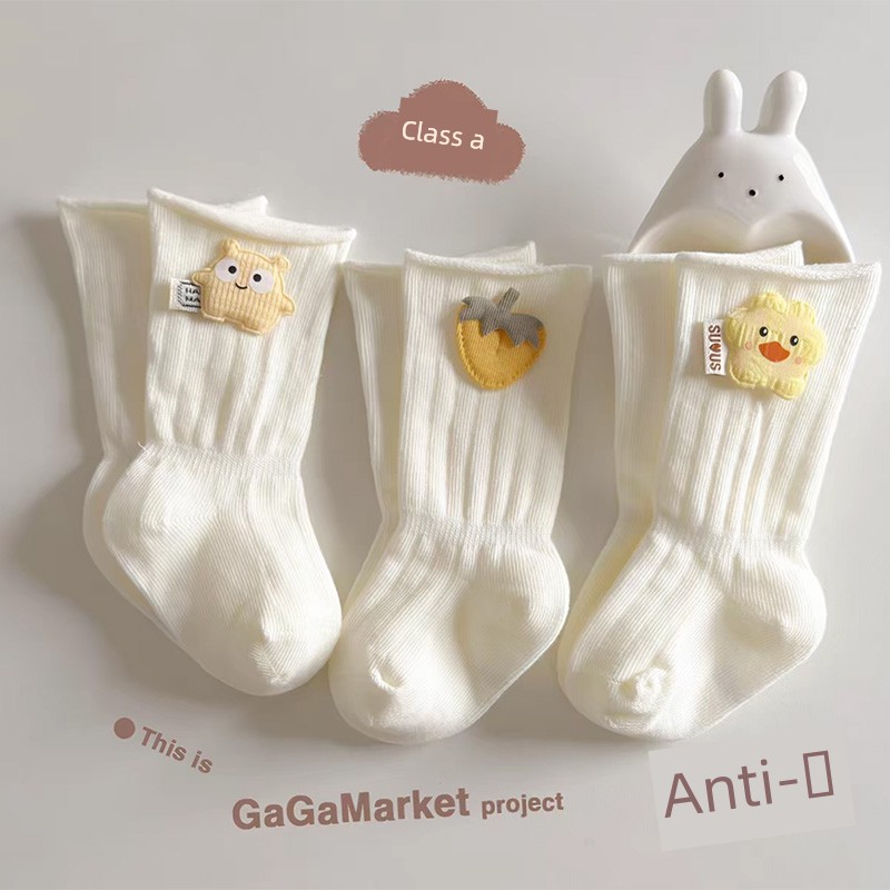 Newborn Baby Socks, Spring, Autumn, and Summer Cotton Socks That Don'T Constrict the Legs, 0-3 Months Baby Socks, White Seamless Mid-Length Socks — 2