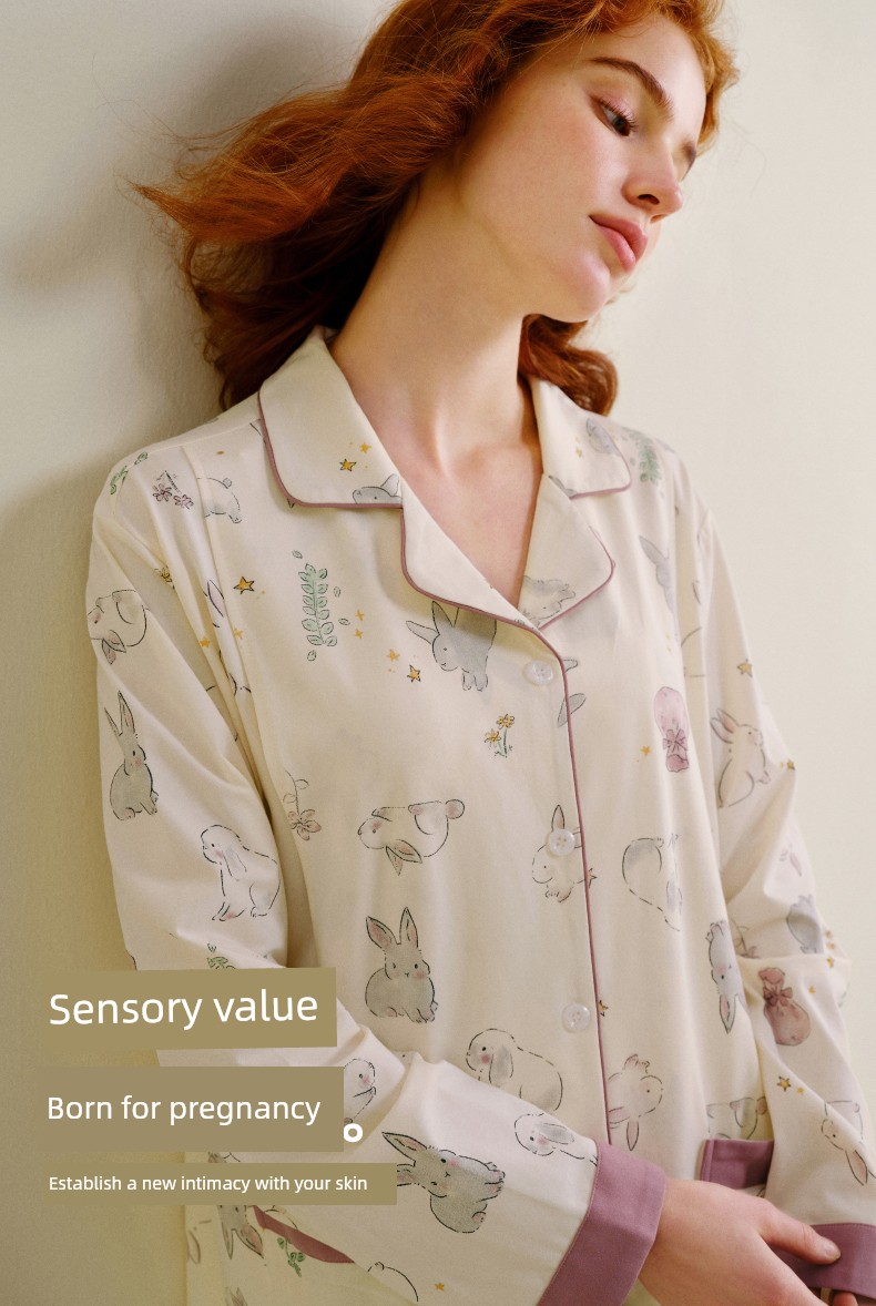 Sohiwoo Postpartum Clothing Autumn and Winter Style Pure Cotton Sweat-Absorbent Pajamas for Pregnant Women Special Postpartum Nursing Home Clothes — 5