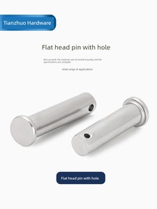 304 Stainless Steel Pin with Flat Head and Hole, Dowel Pin, Cylindrical Positioning Pin M3M4M5M6M8M10-M20Mm