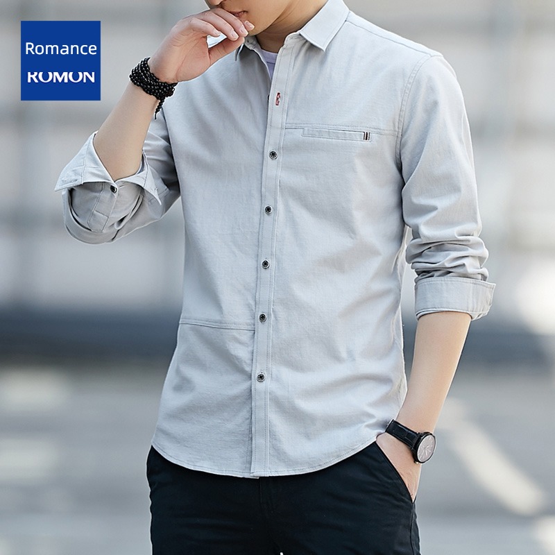 Romon Korean version trend Long sleeve leisure time cowboy shirt
