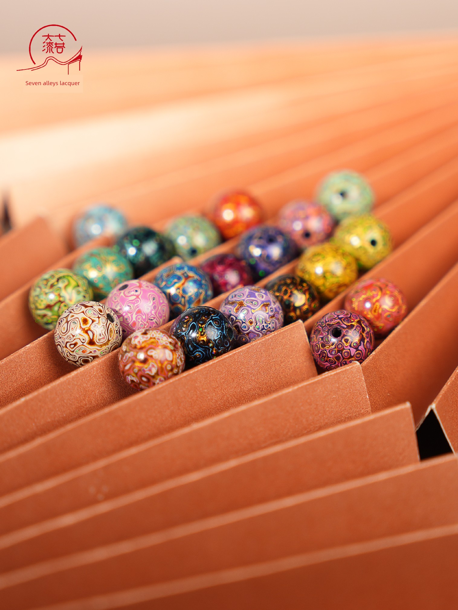 Seven Alleys Lacquer Beads Single Beads Loose Beads 12 Round Beads Traditional Rhino Skin Lacquer Craft Jewelry Bracelet DIY Beads Intangible Cultural Heritage