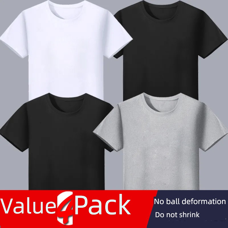 Chaopai Big size youth Undershirt Solid color Short sleeve T-shirt