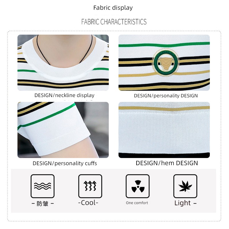 Show thin man leisure time Chaopai Embroidery Short sleeve T-shirt