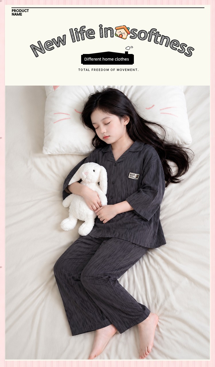 Herbal Natural Color Pure Cotton Pajamas for Girls, Autumn Long-Sleeve 2026 New Style Cardigan, Can Be Worn Outside, Plus-Size Loungewear Set — 3