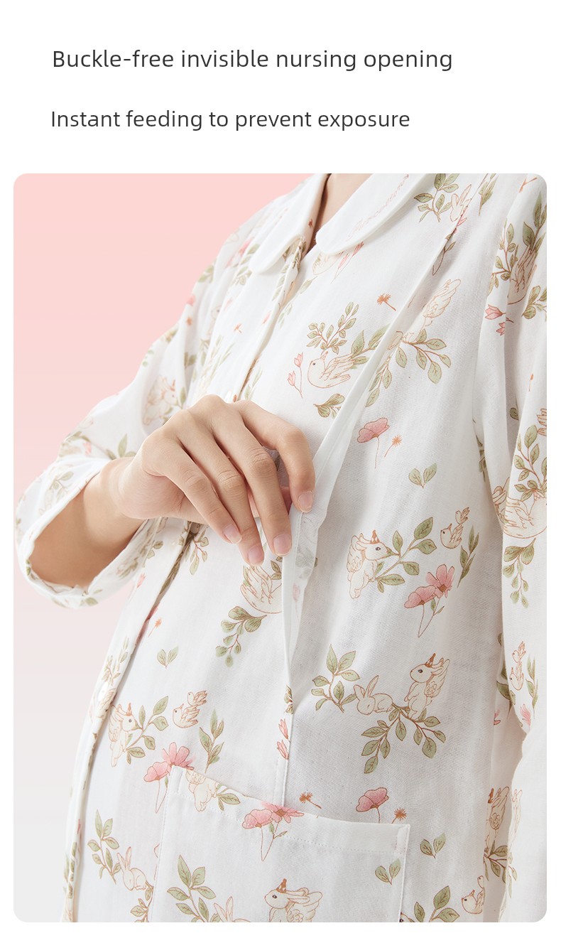 [New Product] Cotton Era Maternity Gauze Home Clothes Pure Cotton Comfortable Nursing and Postpartum Pajamas for Women — 12