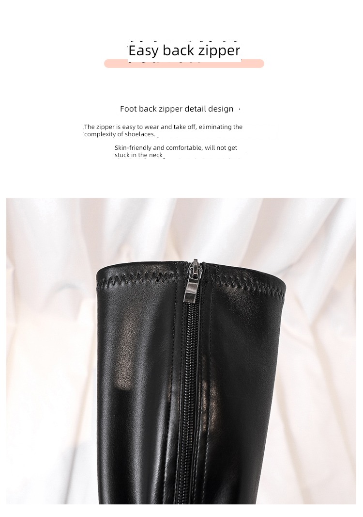 white Below the knee elastic force Show thin little chap Boots