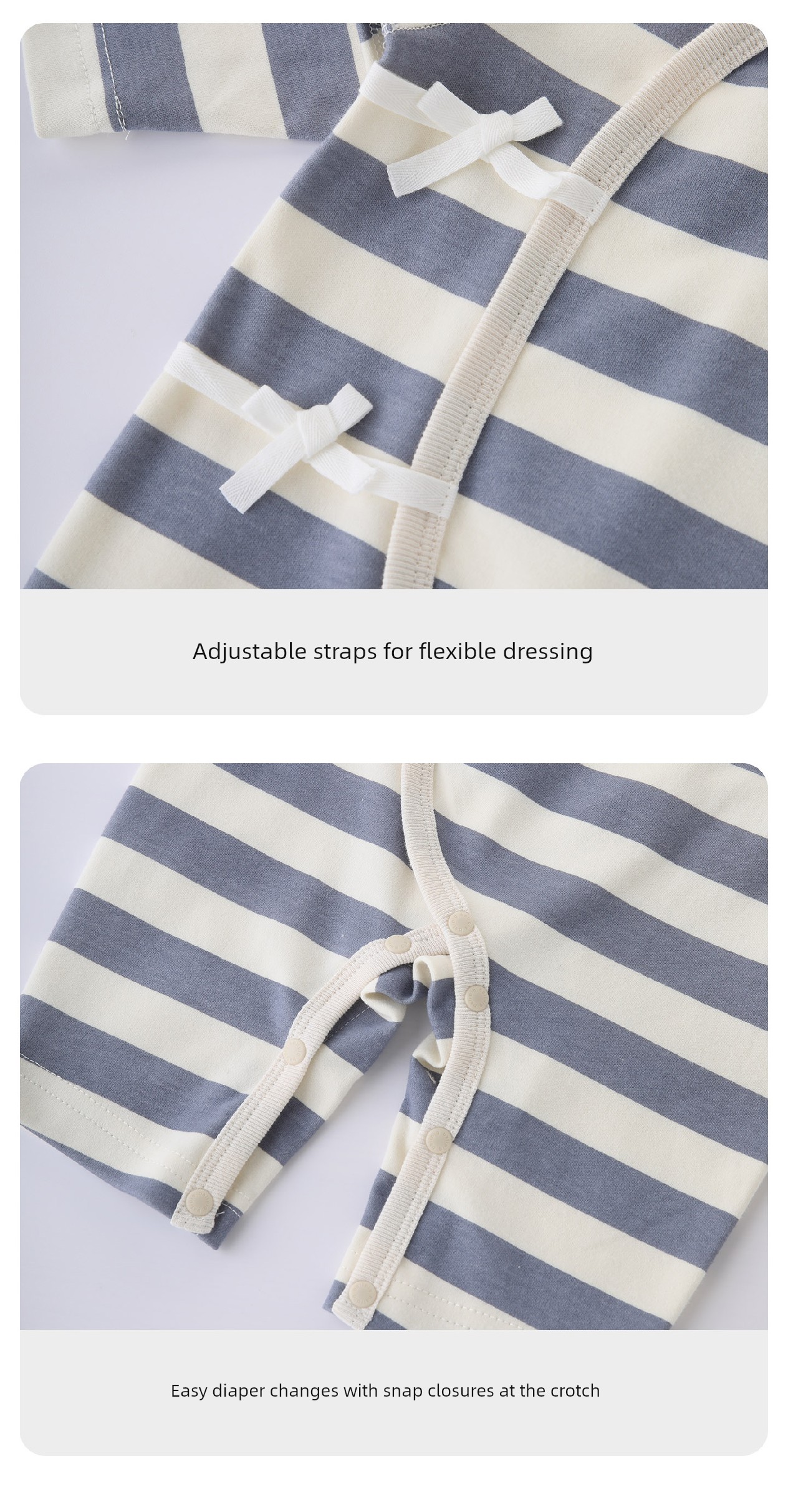 Baby Jumpsuit Autumn Romper Newborn Pure Cotton Pajamas Striped Newborn Baby Clothes 2-Piece Set — 13