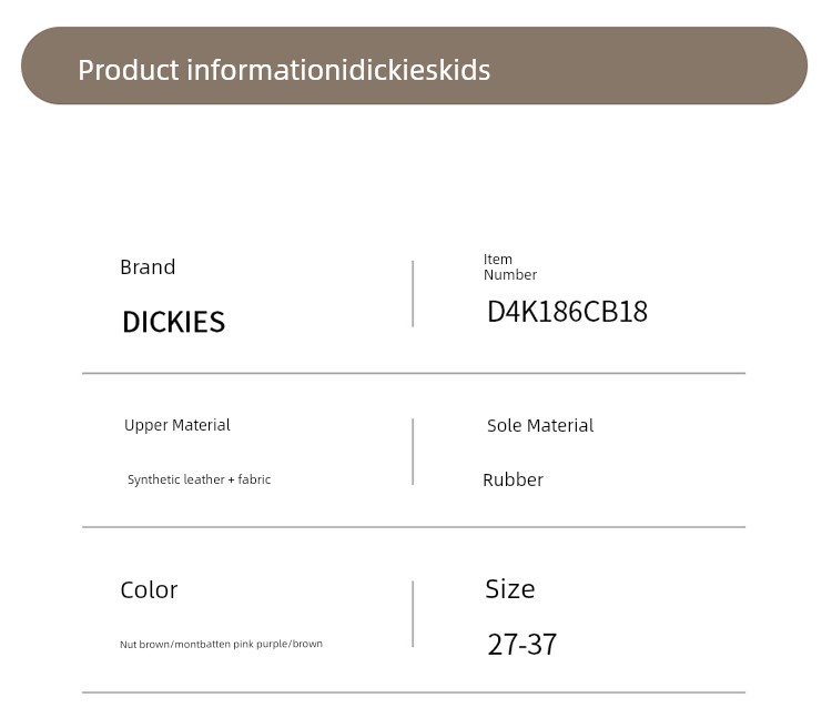 Dickies Kidsren's Outdoor Hiking Shoes New Autumn Breathable Kidsren's Shoes Knob Buckle Sports Shoes Versatile Casual Shoes — 6