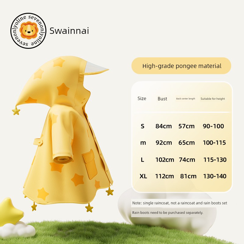 Star Little Shark Children's Raincoat and Rain Shoe Set for Boys and Girls, Waterproof Cartoon Rain Boots, Non-Slip Water Shoes — 4