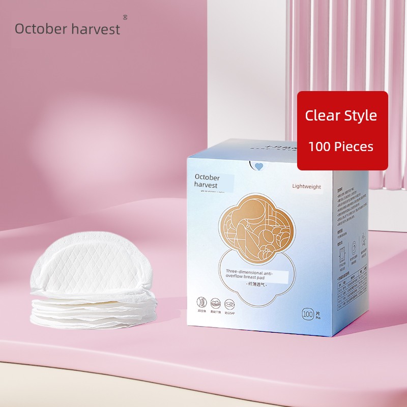 October Crystal Anti-Leakage Breast Pads Disposable Ultra-Thin Maternity Nursing Postpartum Leak-Proof Breast Pads Breathable for Autumn — 1
