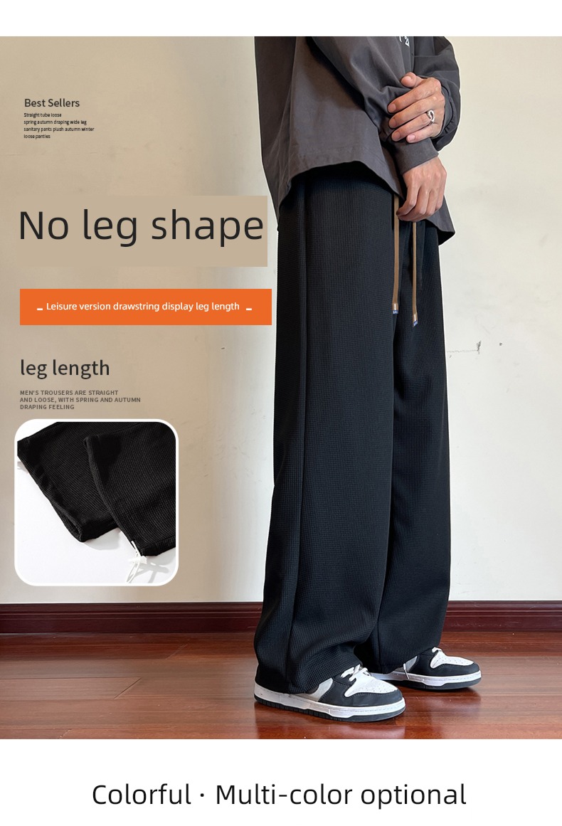NGGGN Straight cylinder easy Sagging sensation Plush leisure time trousers
