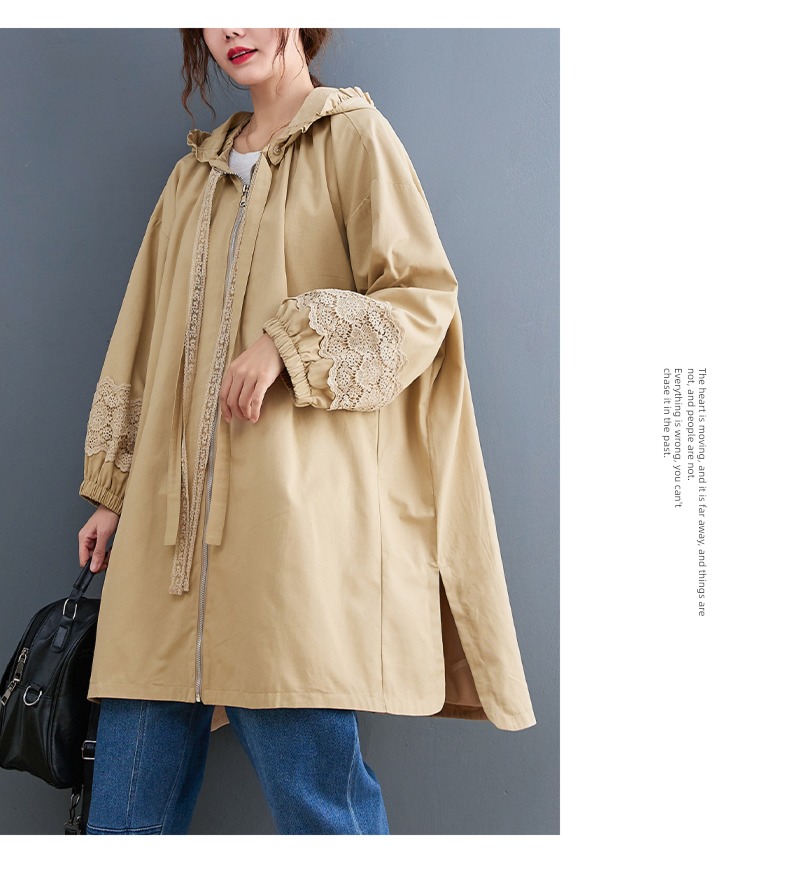 loose coat female Fat mm leisure time Medium and long term Windbreaker loose coat