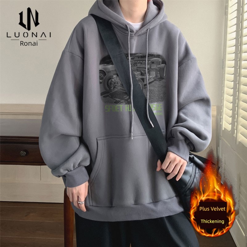 vintage Autumn and winter easy Retro Hooded Sweater